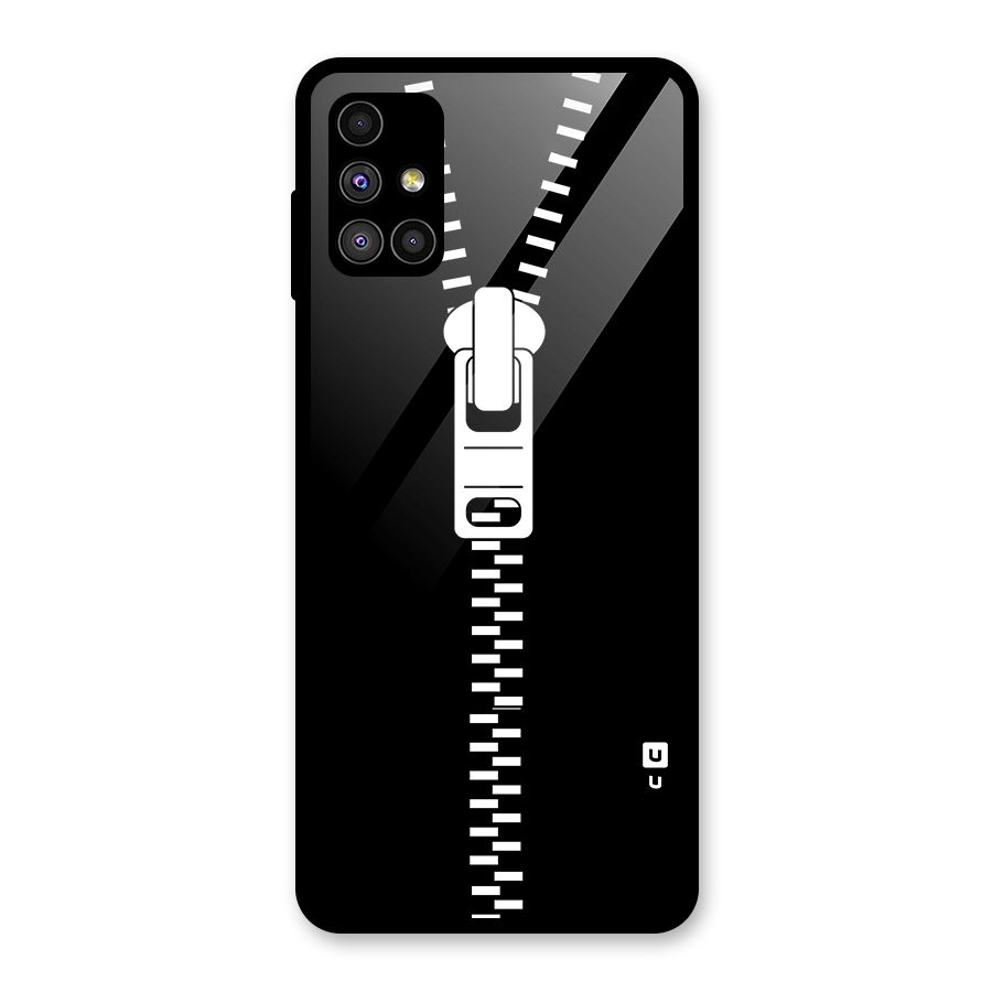 Black Zipper Glass Back Case for Galaxy M51