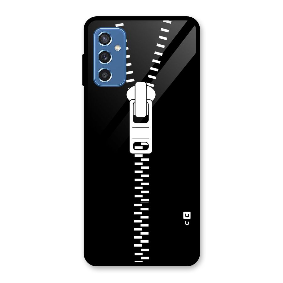 Black Zipper Glass Back Case for Galaxy M52 5G
