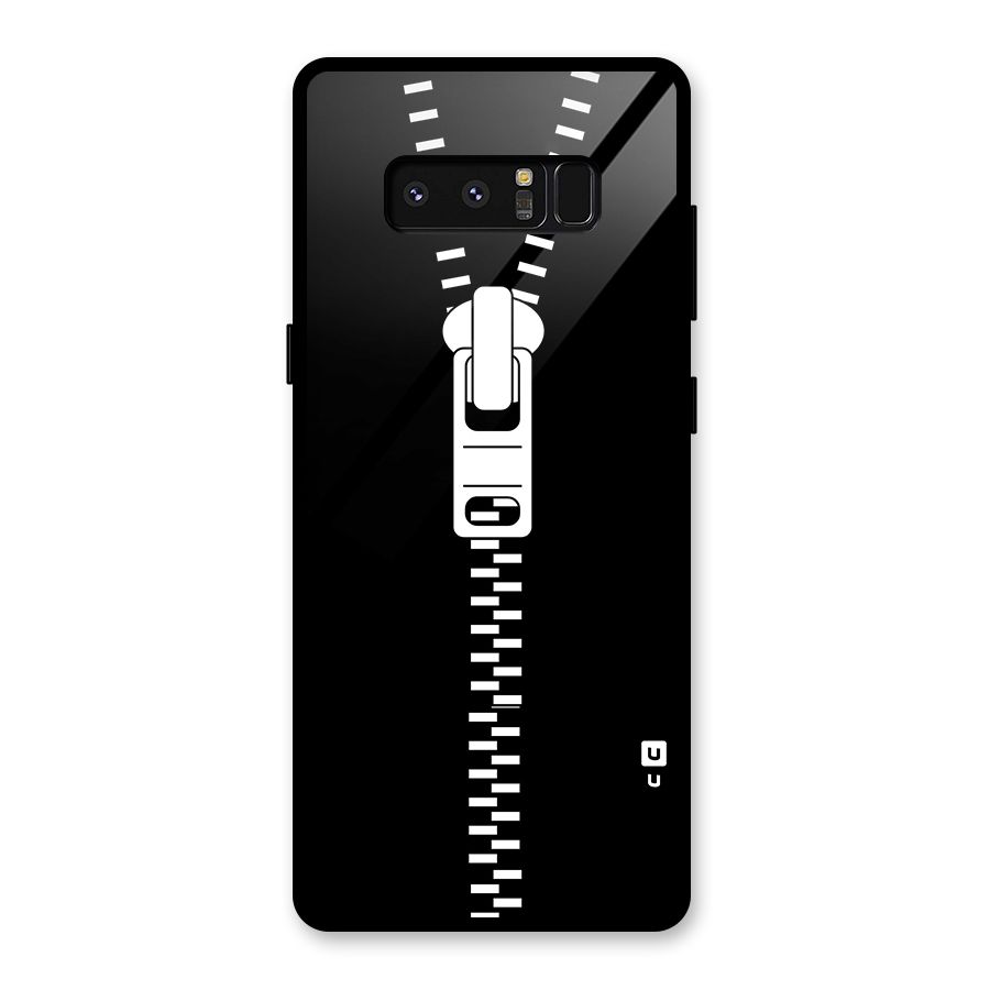 Black Zipper Glass Back Case for Galaxy Note 8