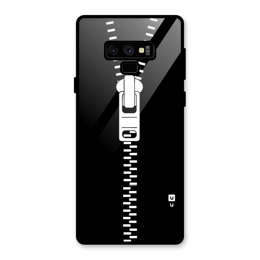 Black Zipper Glass Back Case for Galaxy Note 9