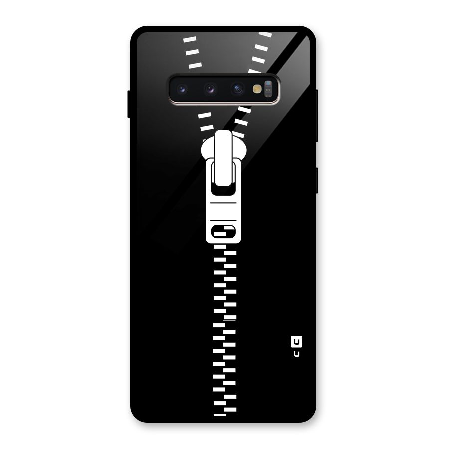 Black Zipper Glass Back Case for Galaxy S10 Plus