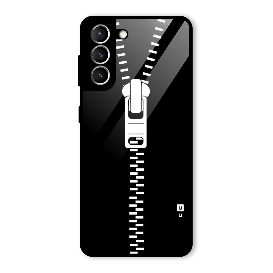 Black Zipper Glass Back Case for Galaxy S21 5G