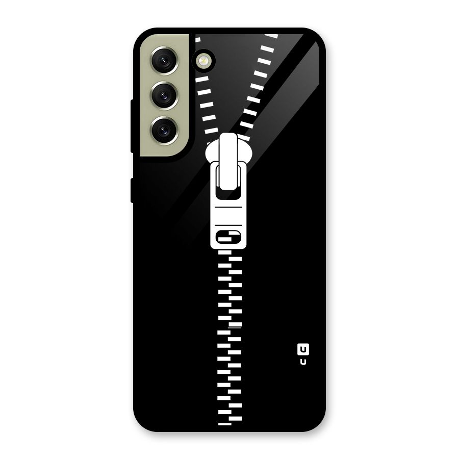 Black Zipper Glass Back Case for Galaxy S21 FE 5G