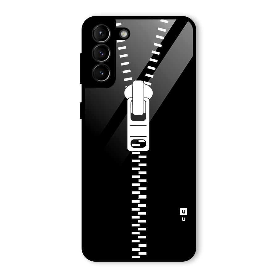 Black Zipper Glass Back Case for Galaxy S21 Plus