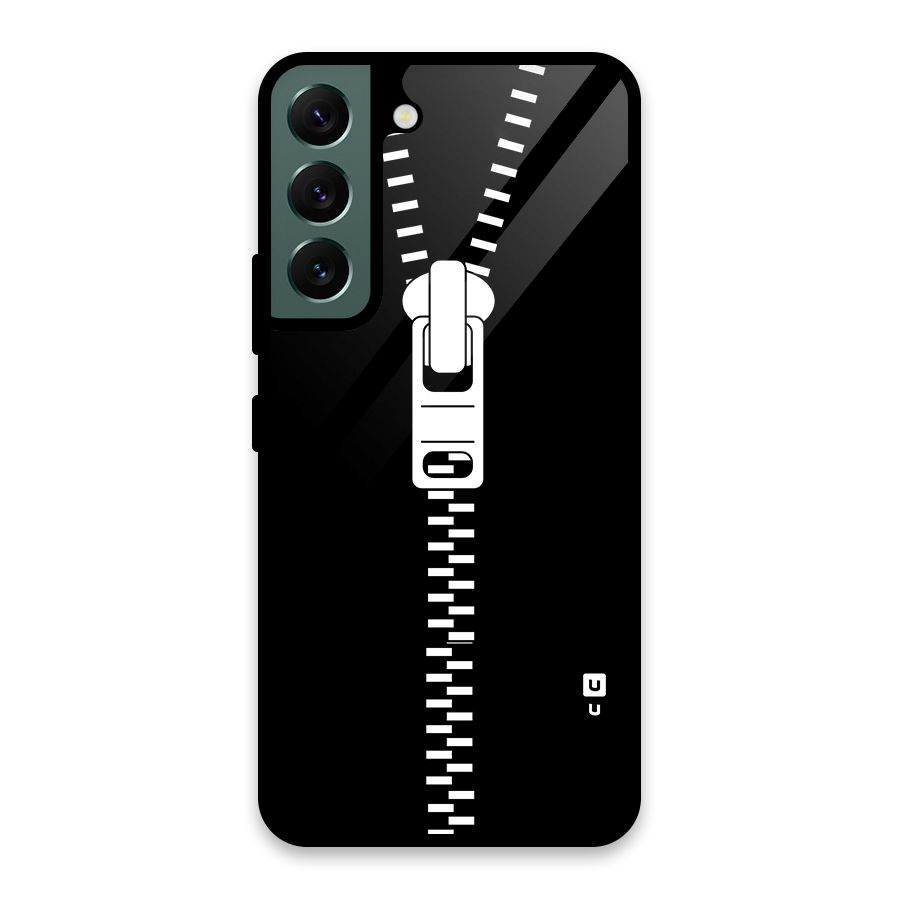 Black Zipper Glass Back Case for Galaxy S22 5G