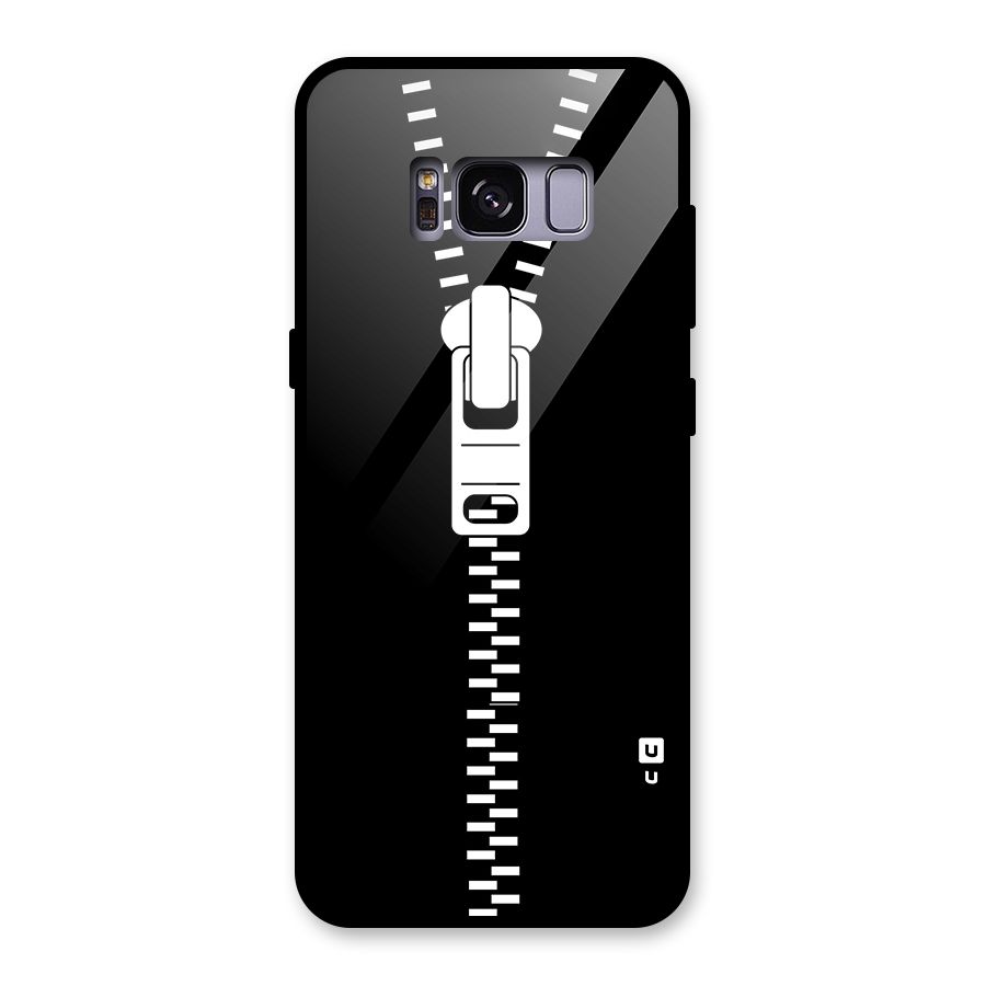 Black Zipper Glass Back Case for Galaxy S8