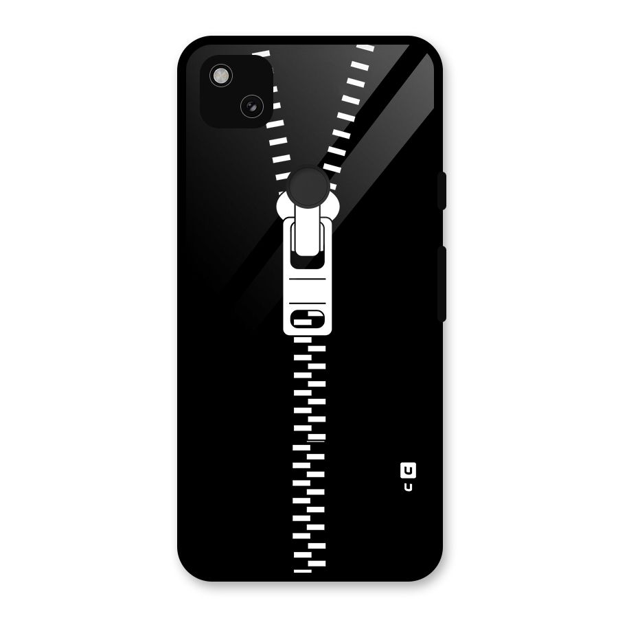 Black Zipper Glass Back Case for Google Pixel 4a