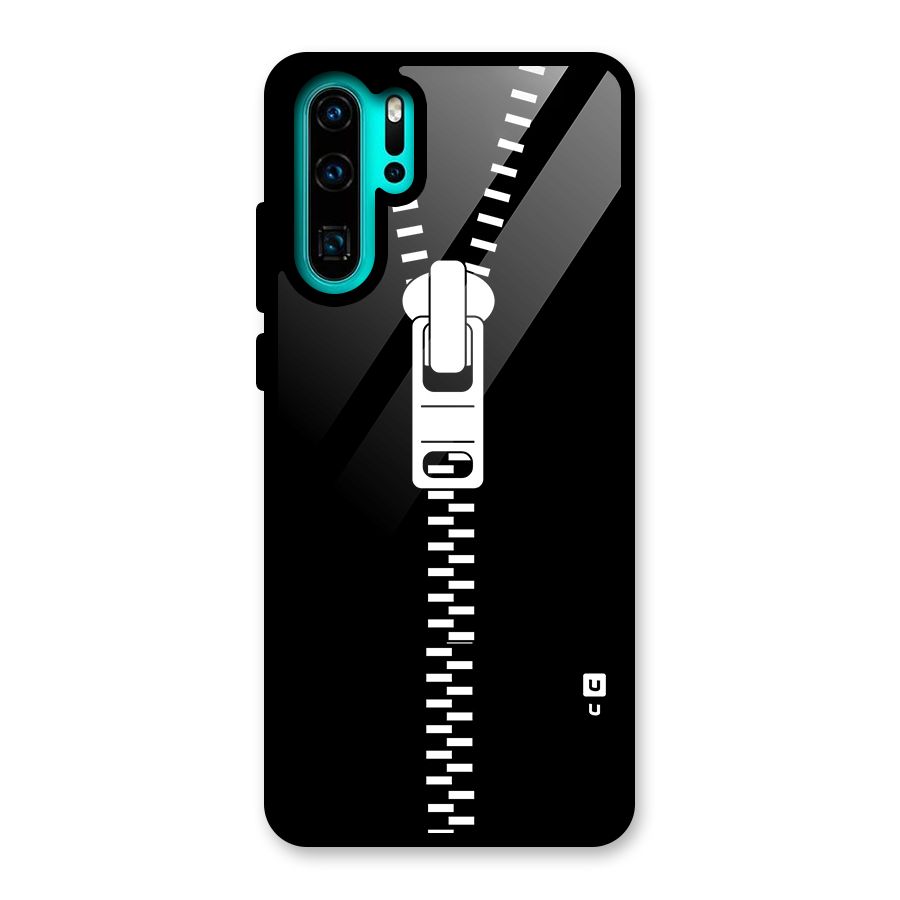 Black Zipper Glass Back Case for Huawei P30 Pro