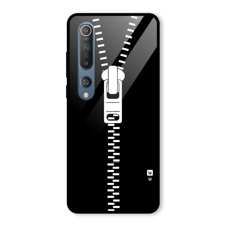 Black Zipper Glass Back Case for Mi 10