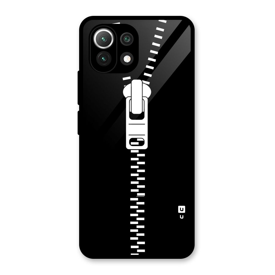 Black Zipper Glass Back Case for Mi 11 Lite NE 5G