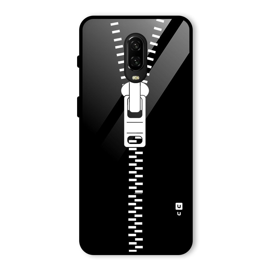 Black Zipper Glass Back Case for OnePlus 6T