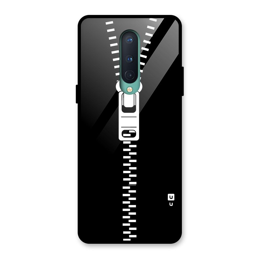 Black Zipper Glass Back Case for OnePlus 8