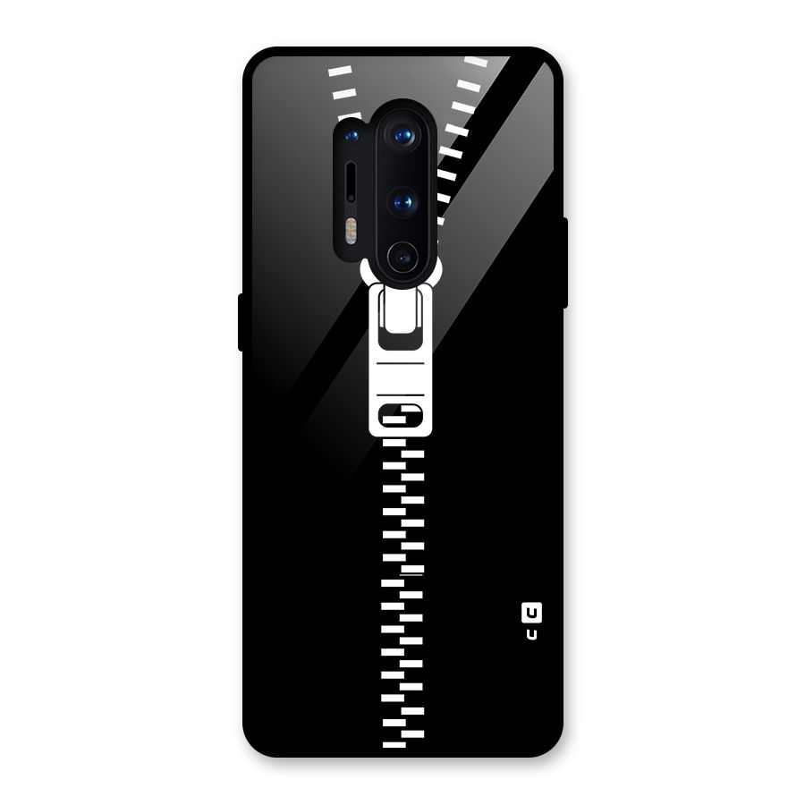 Black Zipper Glass Back Case for OnePlus 8 Pro