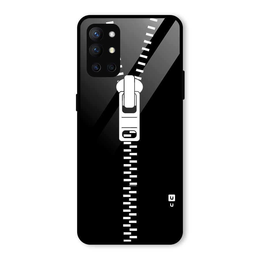 Black Zipper Glass Back Case for OnePlus 9R