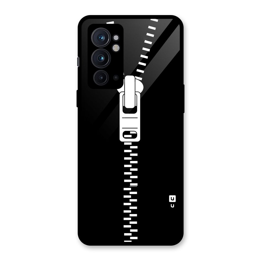 Black Zipper Glass Back Case for OnePlus 9RT 5G