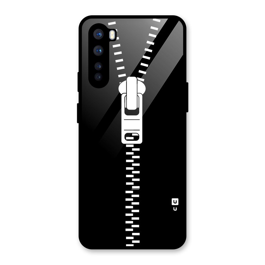 Black Zipper Glass Back Case for OnePlus Nord