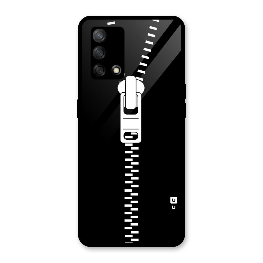 Black Zipper Glass Back Case for Oppo F19