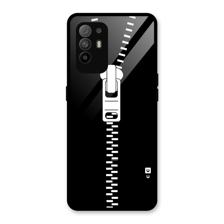 Black Zipper Glass Back Case for Oppo F19 Pro Plus 5G