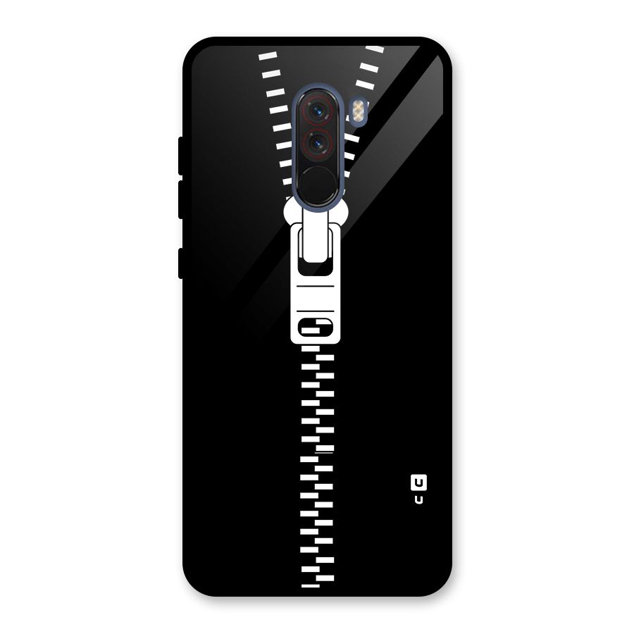 Black Zipper Glass Back Case for Poco F1