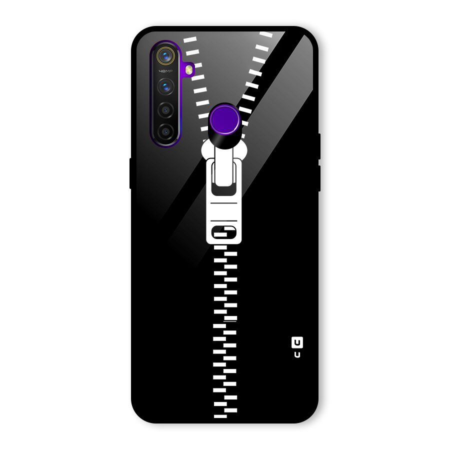 Black Zipper Glass Back Case for Realme 5 Pro
