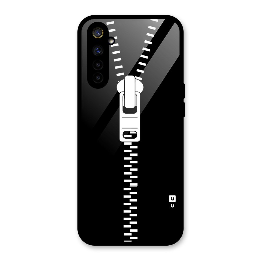 Black Zipper Glass Back Case for Realme 6