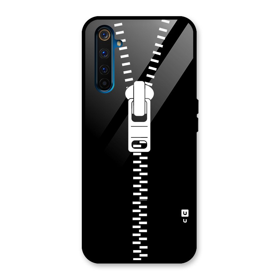 Black Zipper Glass Back Case for Realme 6 Pro