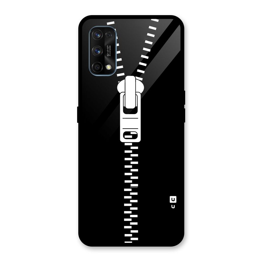 Black Zipper Glass Back Case for Realme 7 Pro