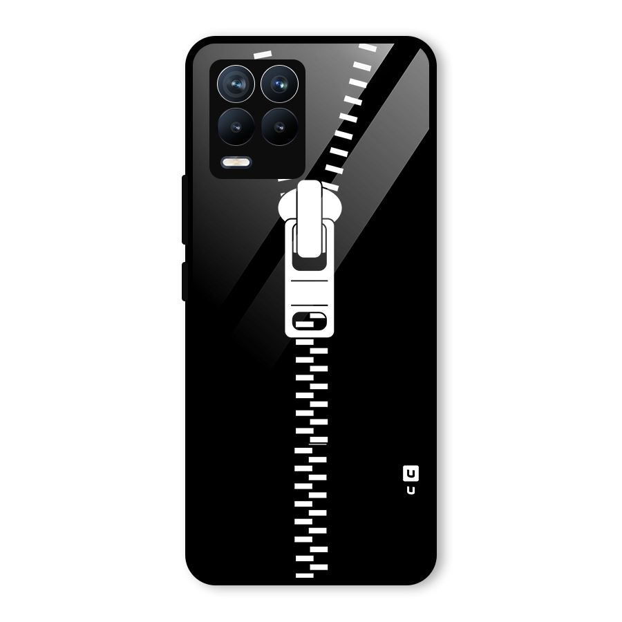 Black Zipper Glass Back Case for Realme 8