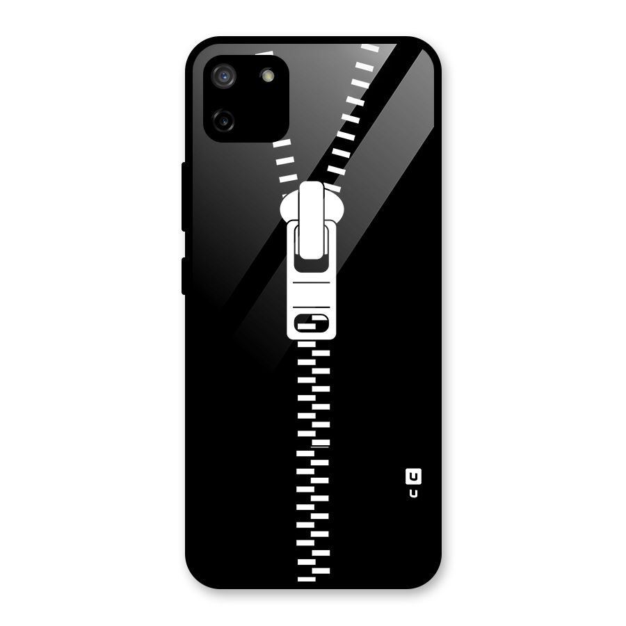 Black Zipper Glass Back Case for Realme C11