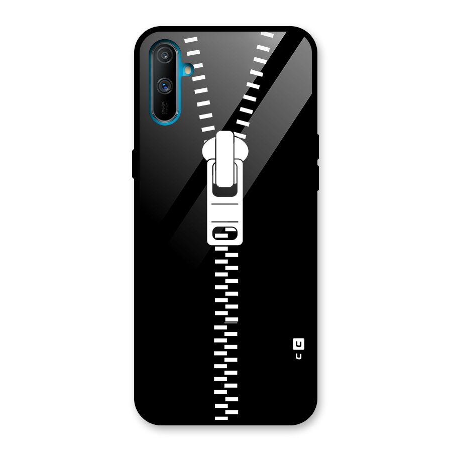 Black Zipper Glass Back Case for Realme C3