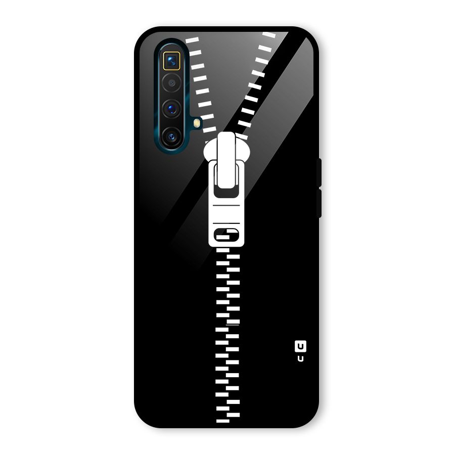 Black Zipper Glass Back Case for Realme X3