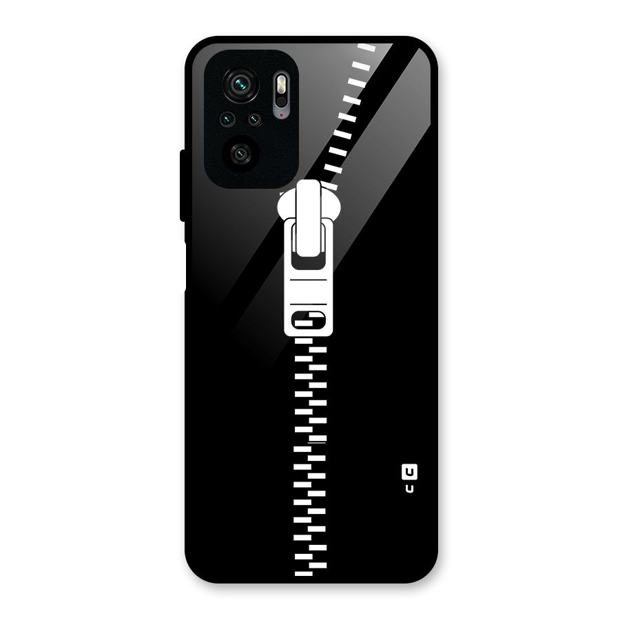 Black Zipper Glass Back Case for Redmi Note 10S