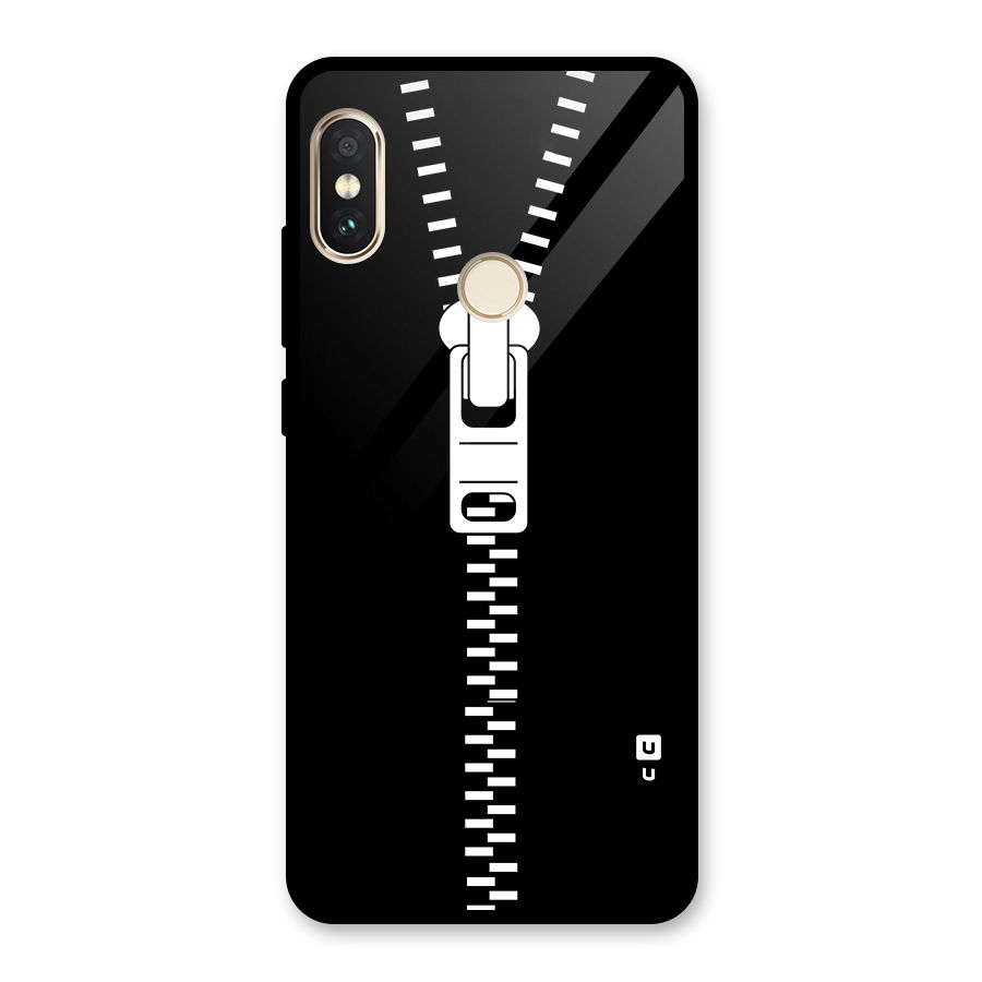 Black Zipper Glass Back Case for Redmi Note 5 Pro