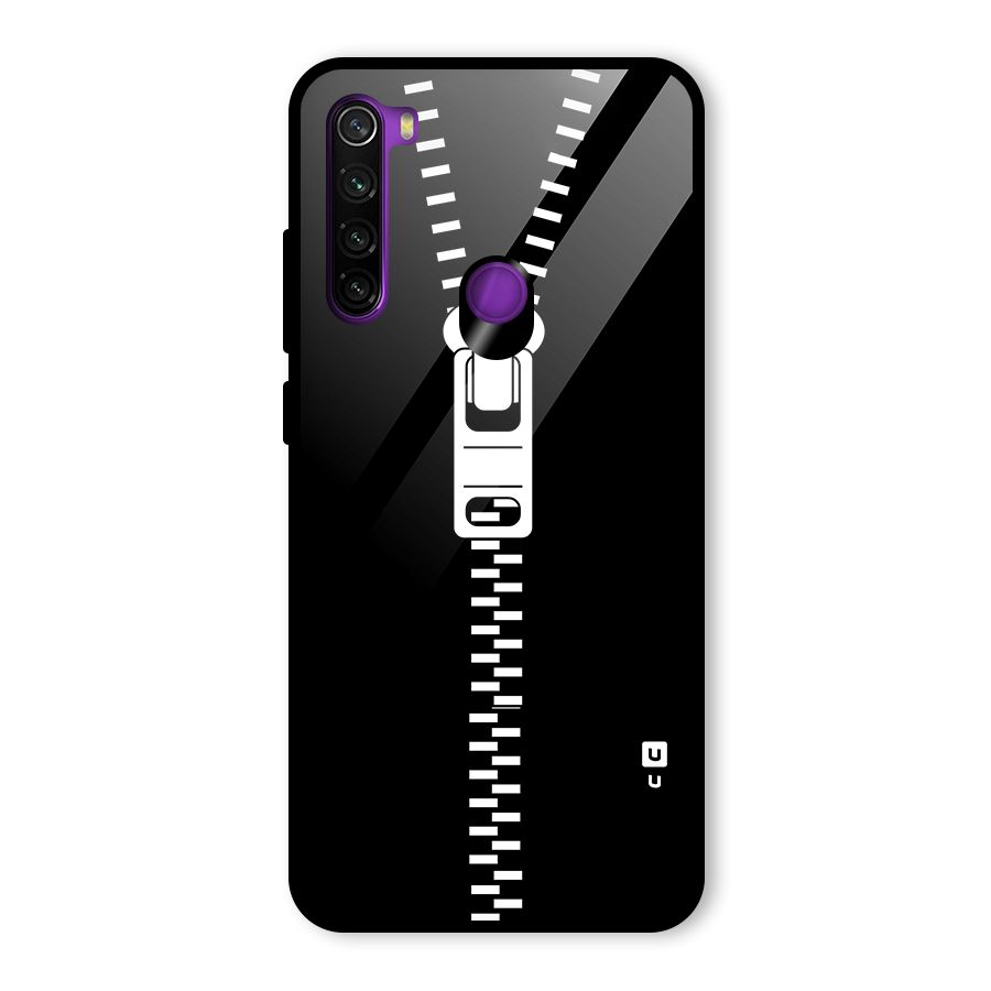 Black Zipper Glass Back Case for Redmi Note 8