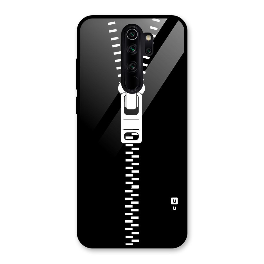 Black Zipper Glass Back Case for Redmi Note 8 Pro