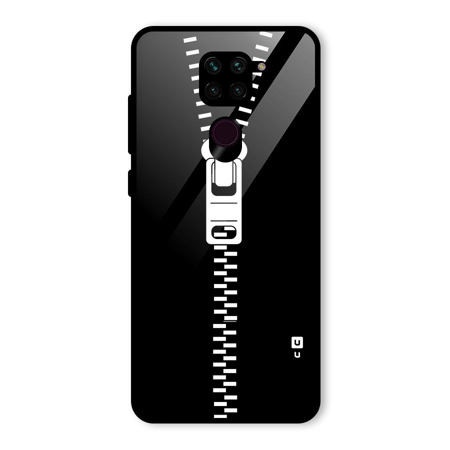 Black Zipper Glass Back Case for Redmi Note 9