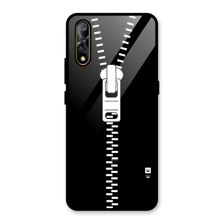 Black Zipper Glass Back Case for Vivo S1