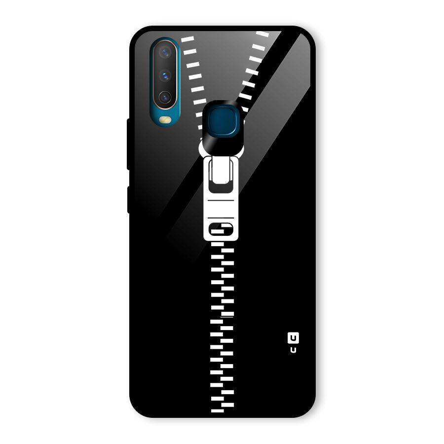 Black Zipper Glass Back Case for Vivo U10