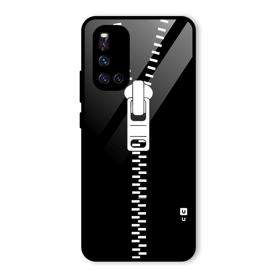 Black Zipper Glass Back Case for Vivo V19