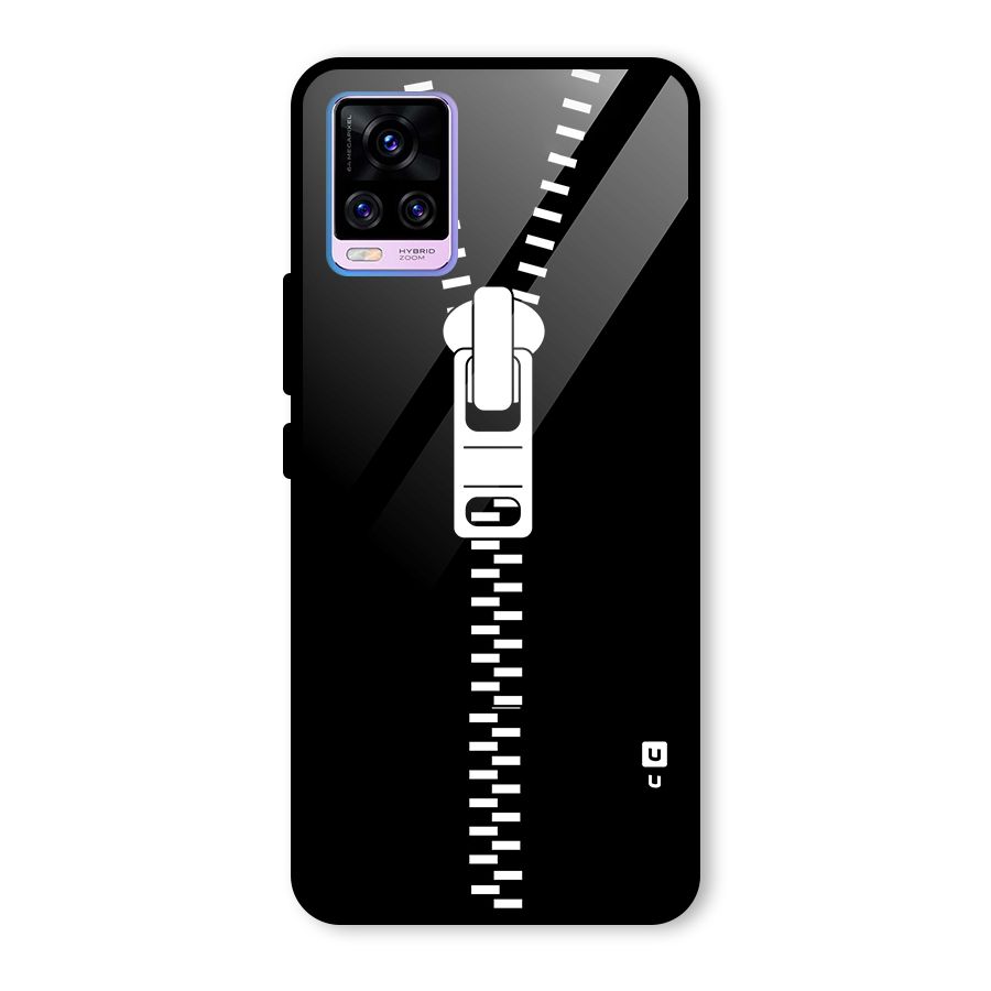Black Zipper Glass Back Case for Vivo V20 Pro