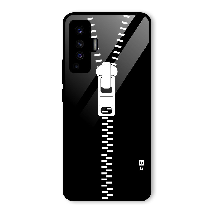 Black Zipper Glass Back Case for Vivo X50