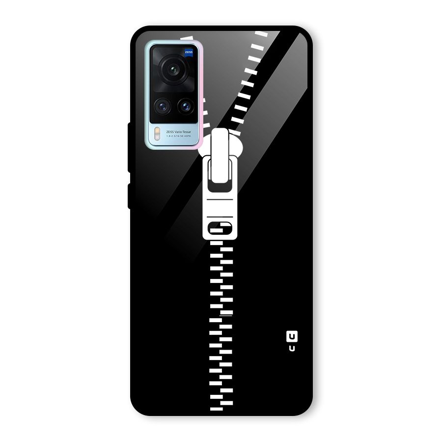 Black Zipper Glass Back Case for Vivo X60