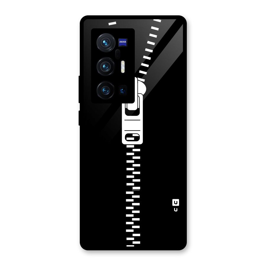 Black Zipper Glass Back Case for Vivo X70 Pro Plus