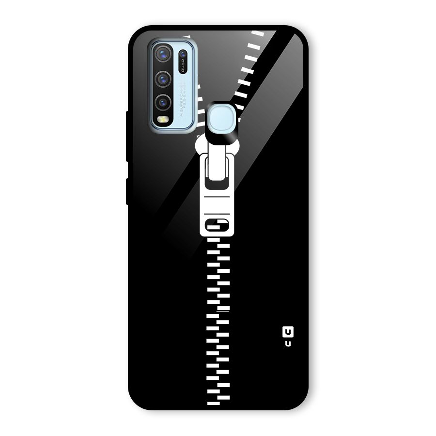 Black Zipper Glass Back Case for Vivo Y50