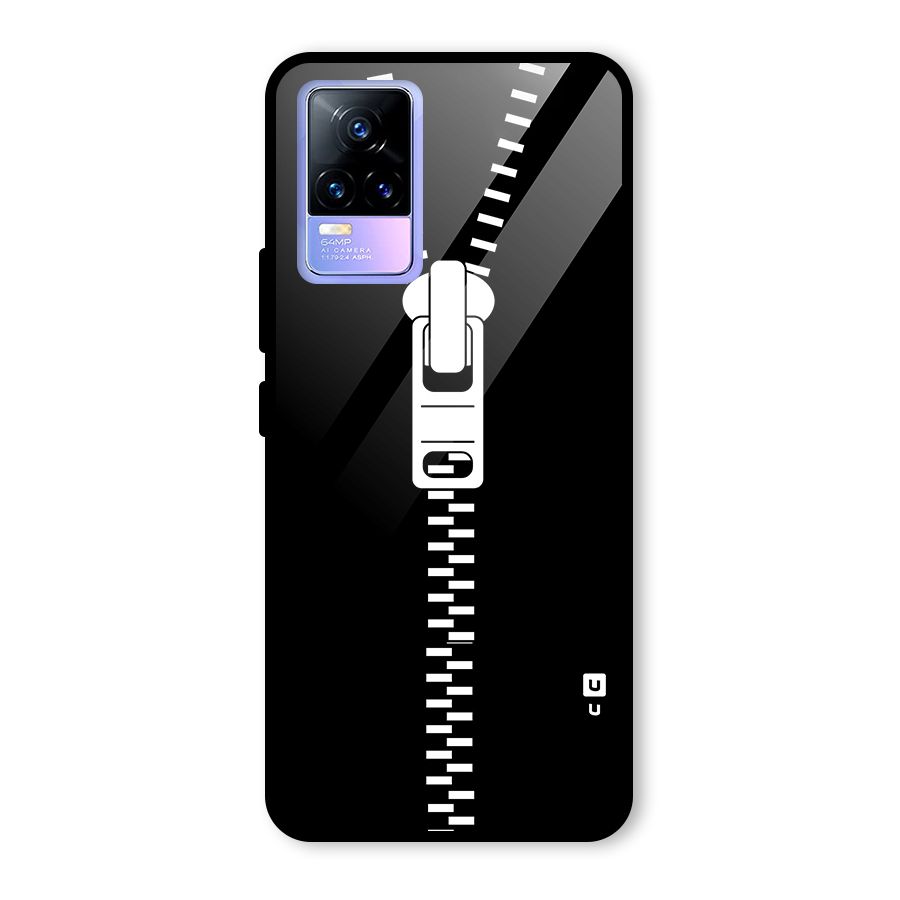 Black Zipper Glass Back Case for Vivo Y73