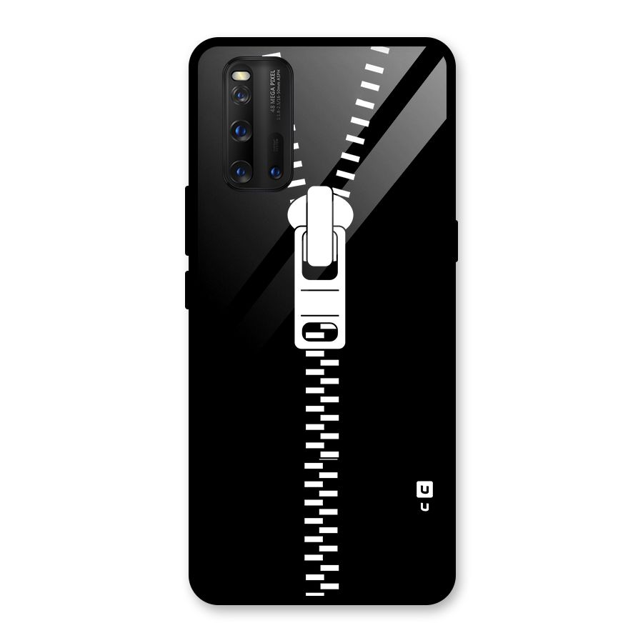 Black Zipper Glass Back Case for Vivo iQOO 3