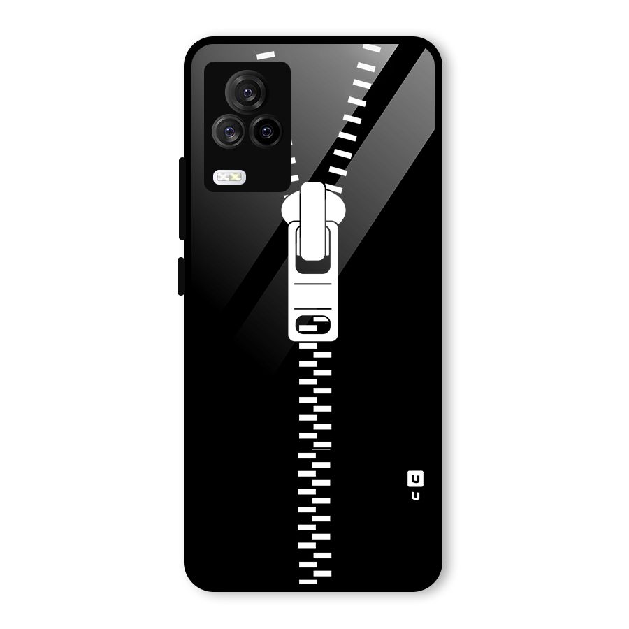 Black Zipper Glass Back Case for Vivo iQOO 7 Legend 5G