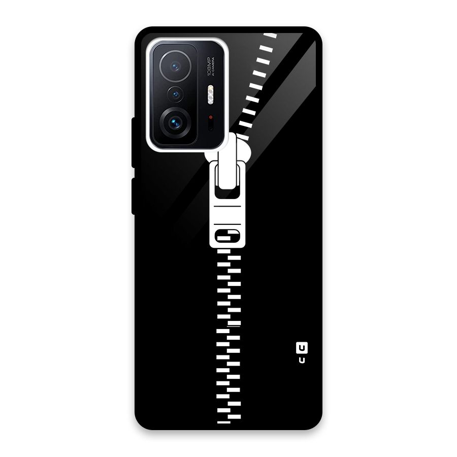 Black Zipper Glass Back Case for Xiaomi 11T Pro