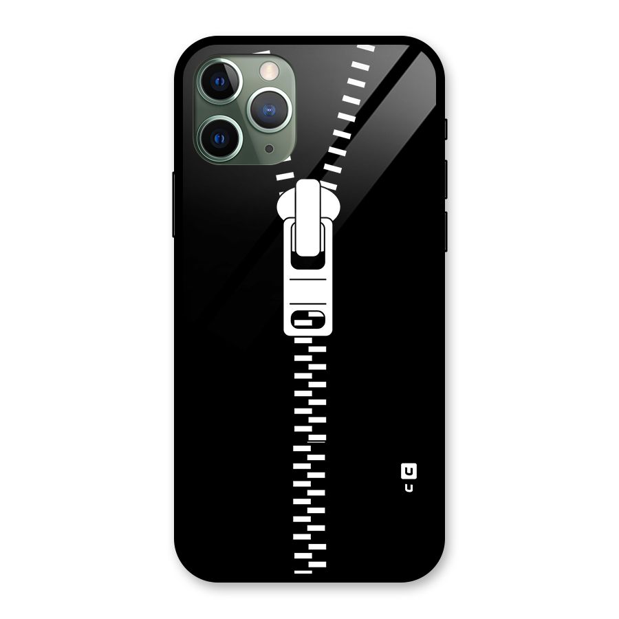 Black Zipper Glass Back Case for iPhone 11 Pro