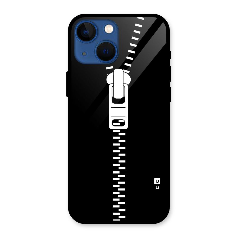 Black Zipper Glass Back Case for iPhone 13 Mini